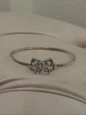 RETIRED James Avery Hammered Open Butterfly Hook On Bangle Bracelet